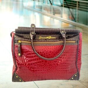 Samantha Brown Crocs Red Brown Large Tote Bag Carry On Travel Awesome